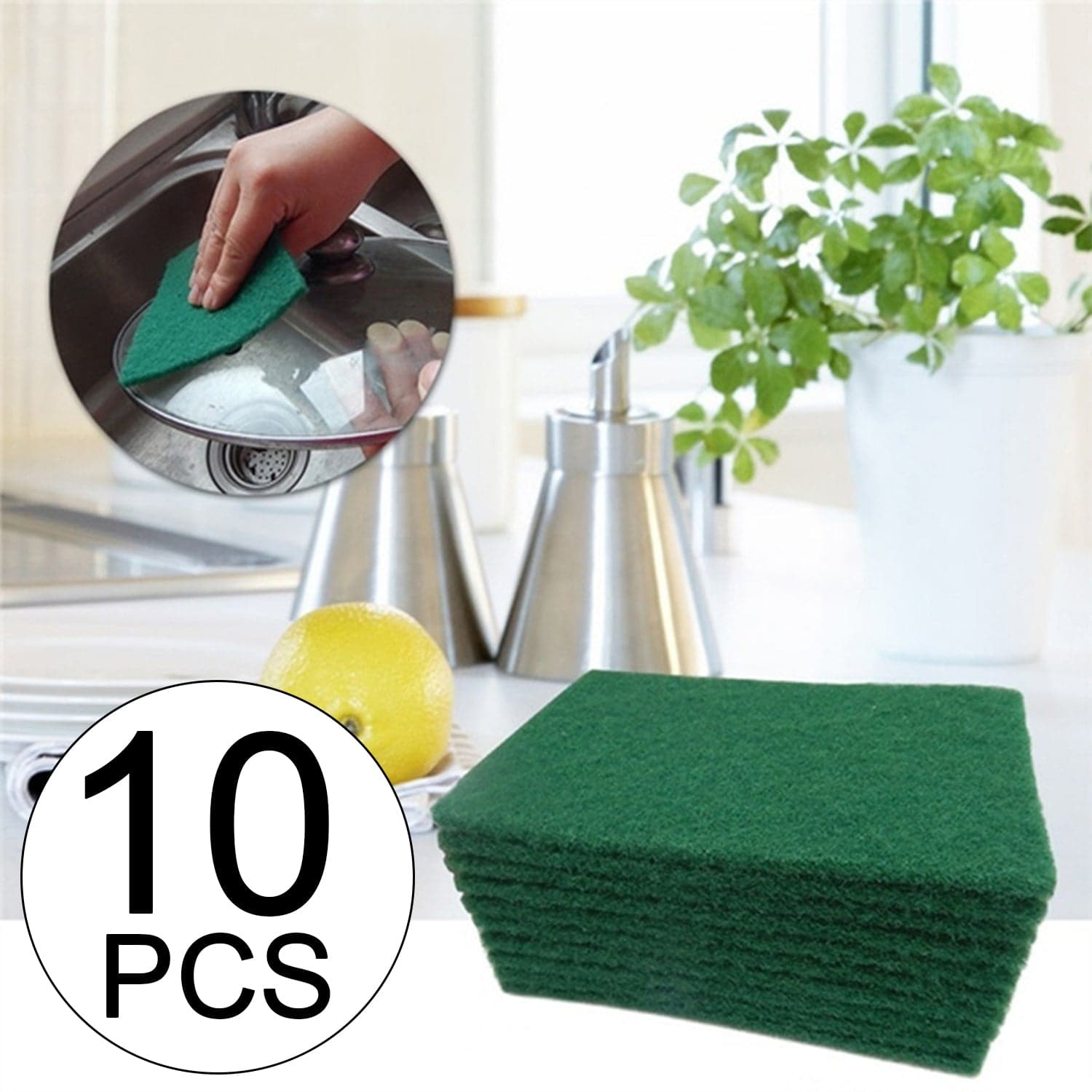 Scrub Sponge Cleaning Pads Aqua Green 10PCS thumbnail 4