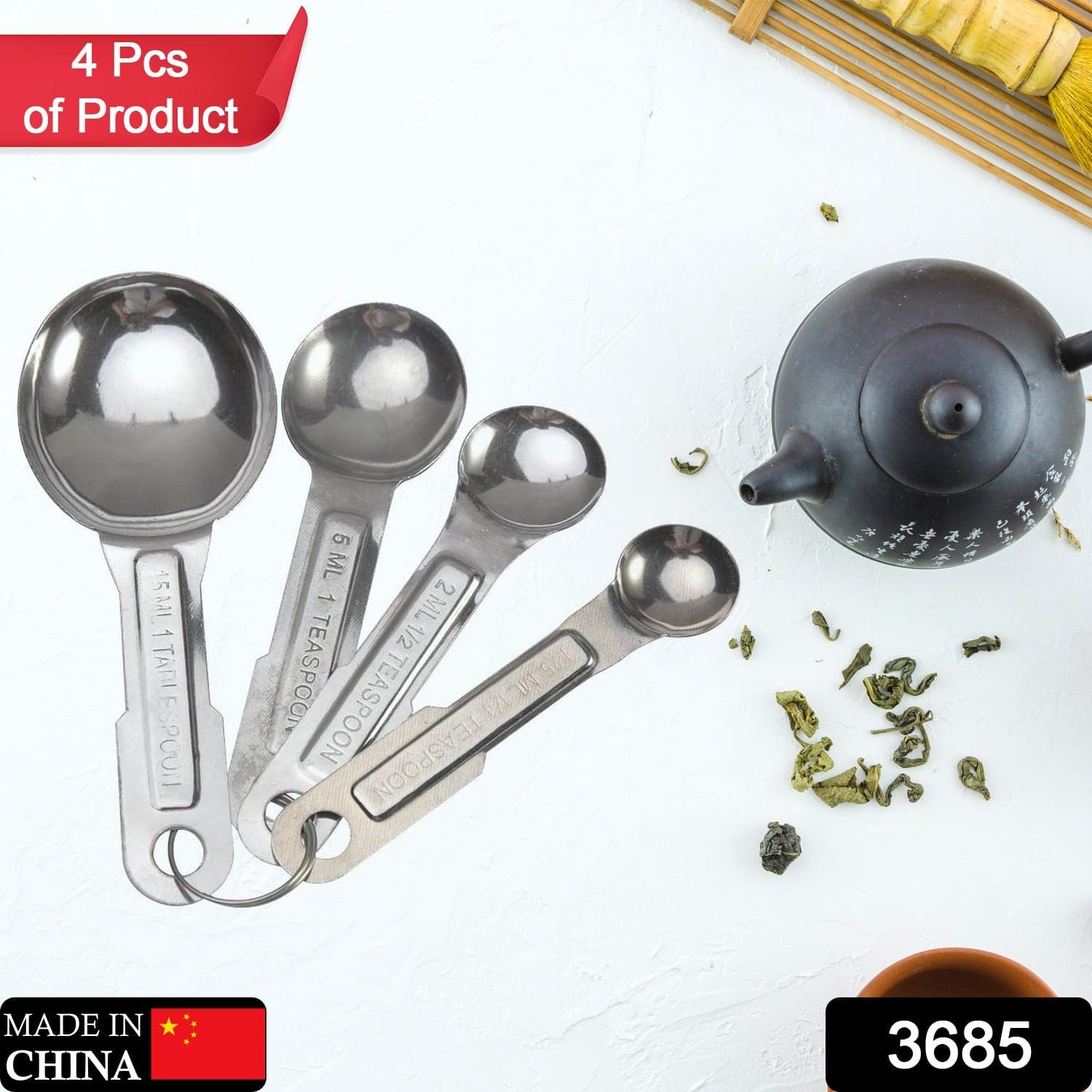 Stainless Steel Measuring Spoons Set - 4pcs, Anti-Rust for Kitchen & Baking thumbnail 2