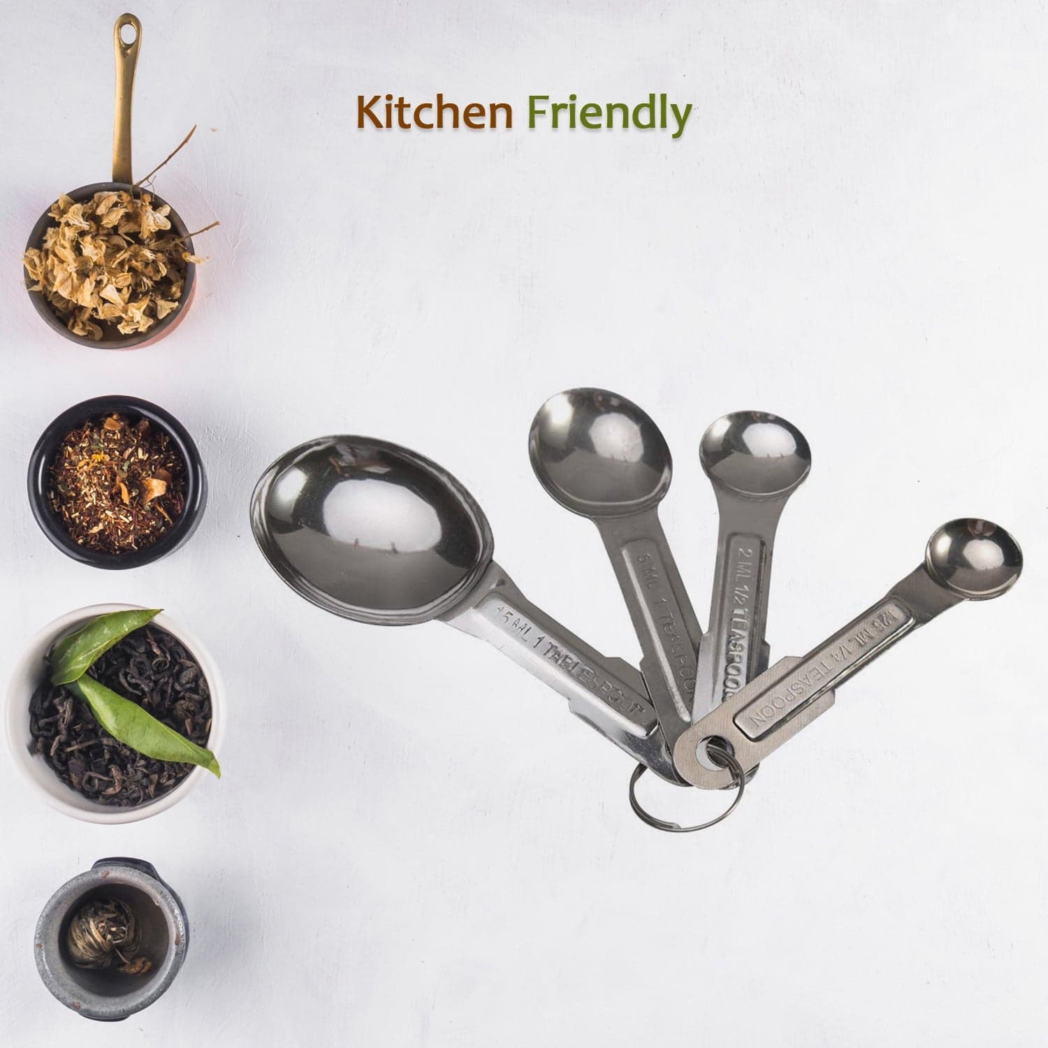 Stainless Steel Measuring Spoons Set - 4pcs, Anti-Rust for Kitchen & Baking thumbnail 3