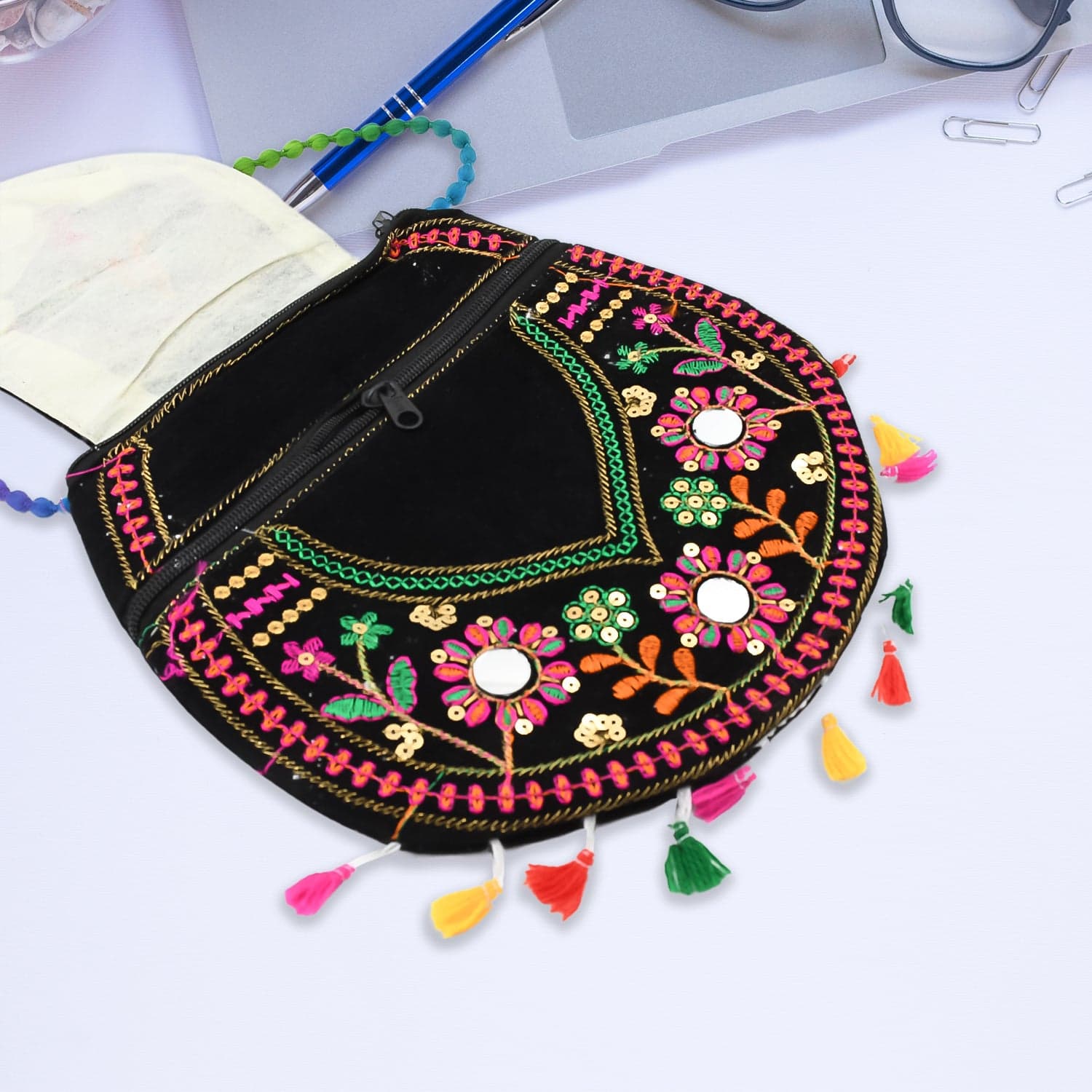 9 inch Handcrafted Cotton Embroidered Shoulder Bag for Girls & women (1 Pc) thumbnail 1