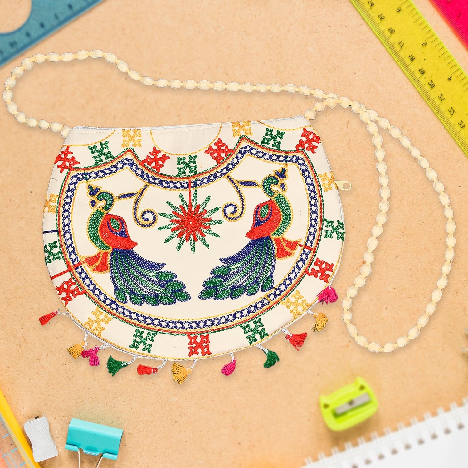 11 inch Handcrafted Cotton Embroidered Shoulder Bag for Girls & women (1 Pc) thumbnail 1