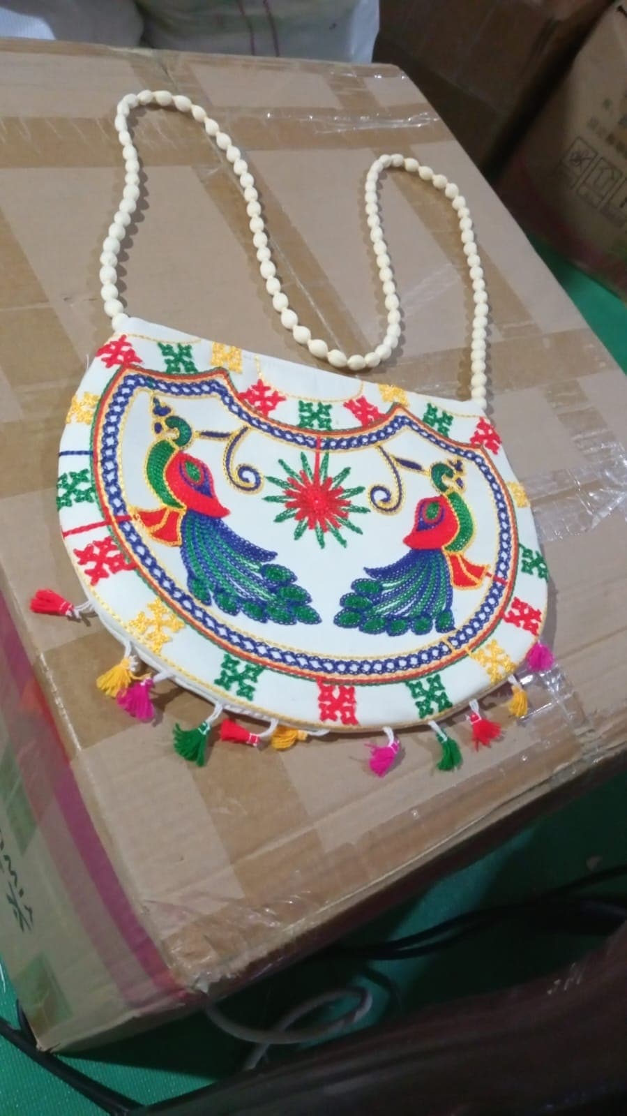 11 inch Handcrafted Cotton Embroidered Shoulder Bag for Girls & women (1 Pc) thumbnail 7