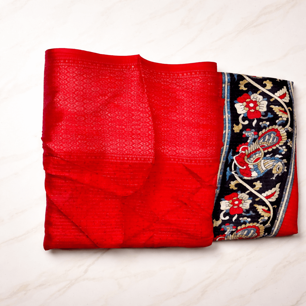 Luxury Red & Black Silk Blend Printed Saree With Traditional Motifs – Party Wear & Wedding Collection thumbnail 6