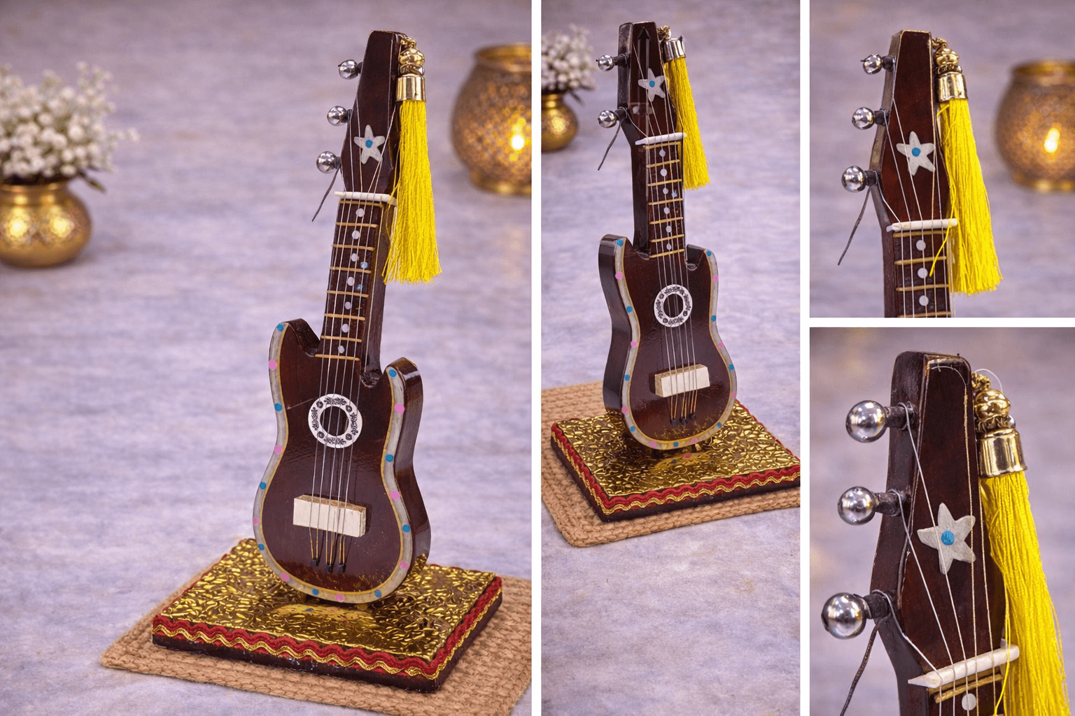 Handcrafted Miniature Guitar Showpiece & Decorative Musical Instrument For Home & Office Decor thumbnail 4