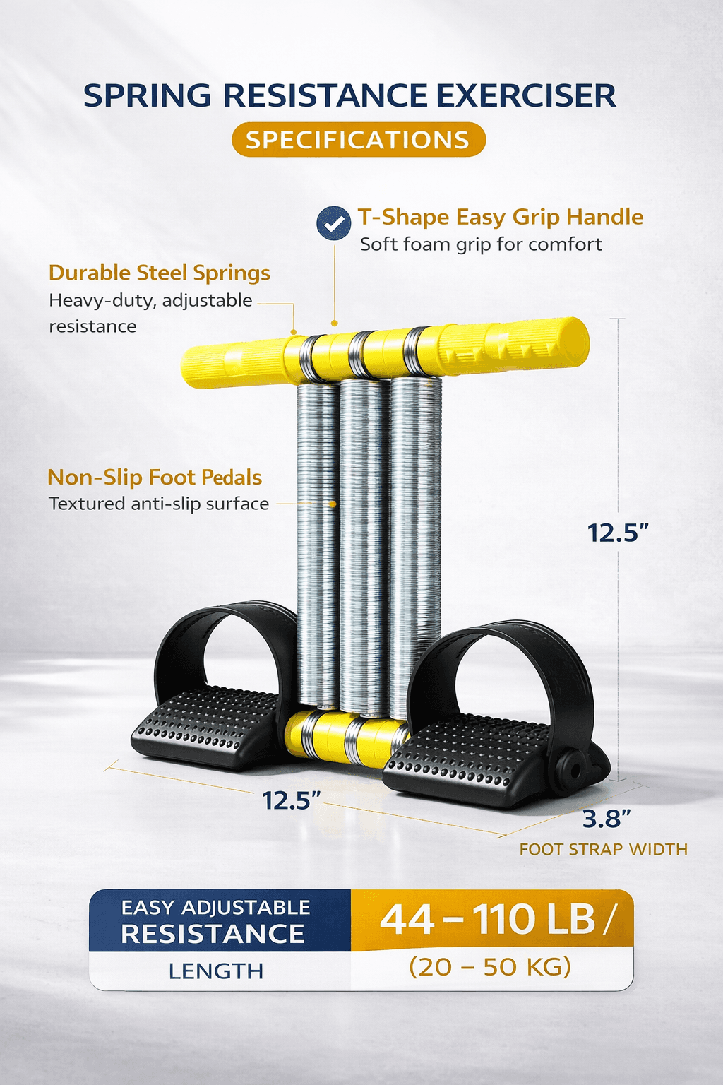 Heavy Duty Spring Tummy Trimmer With Pedals – Full Body Resistance Exerciser For Home Workout thumbnail 4