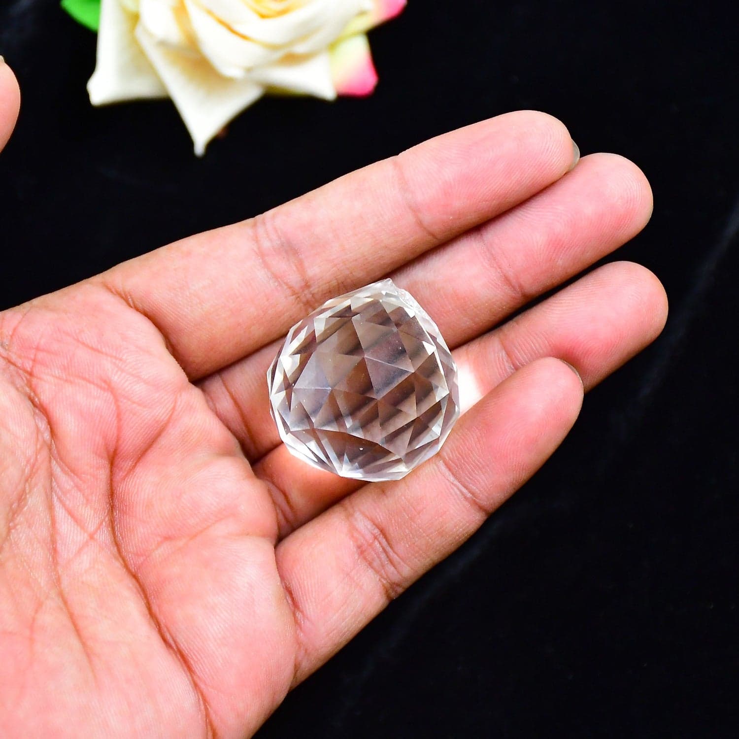White Crystal Ball Hanging Crystal Ball for Home and Office or Car Decor. thumbnail 6