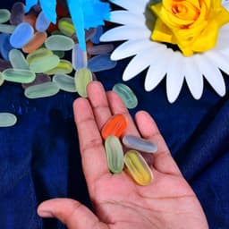 Glass Gem Stone, Flat Round Marbles Pebbles For Vase Fillers, Attractive Pebbles For Aquarium Fish Tank ID 4015