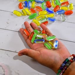 Glass Gem Stone, Flat Round Marbles Pebbles For Vase Fillers, Attractive Pebbles For Aquarium Fish Tank ID 4017