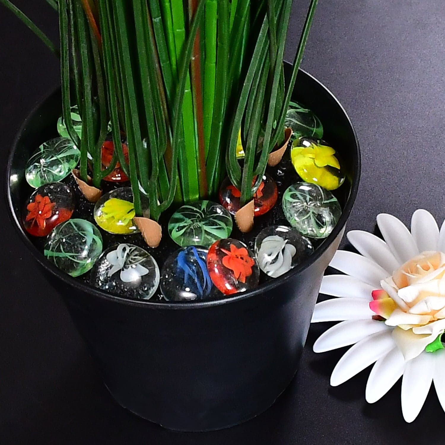 Glass Gem Stone, Flat Round Marbles Pebbles For Vase Fillers, Attractive Pebbles For Aquarium Fish Tank ID 4019 thumbnail 1