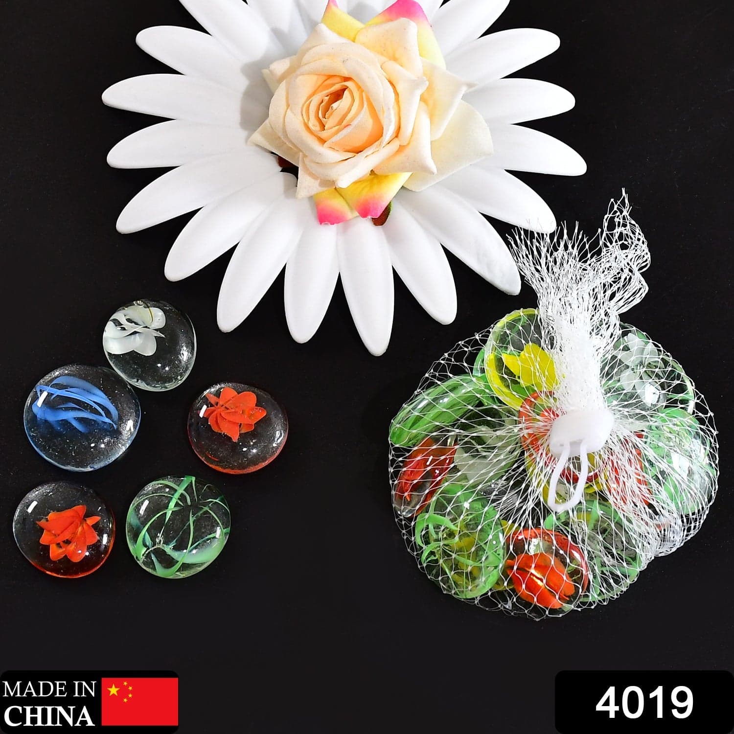 Glass Gem Stone, Flat Round Marbles Pebbles For Vase Fillers, Attractive Pebbles For Aquarium Fish Tank ID 4019 thumbnail 2