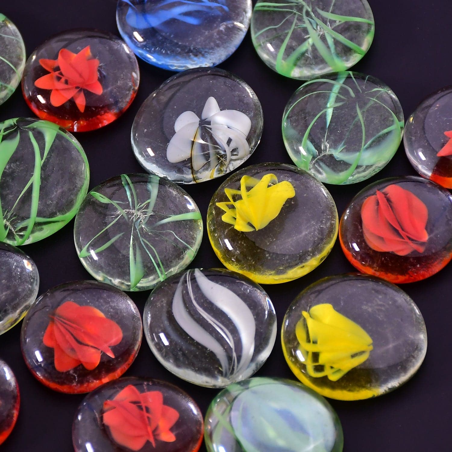 Glass Gem Stone, Flat Round Marbles Pebbles For Vase Fillers, Attractive Pebbles For Aquarium Fish Tank ID 4019 thumbnail 3