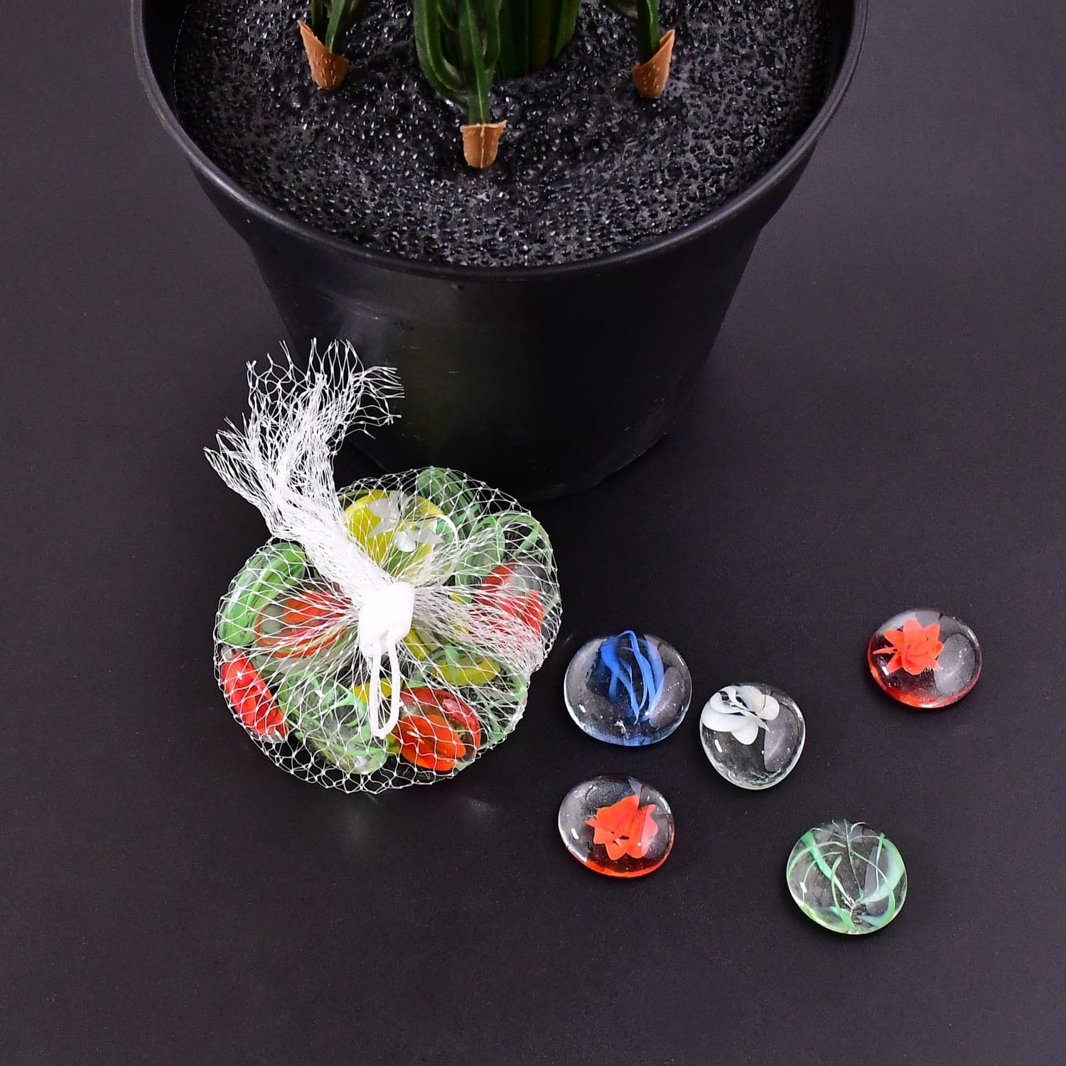 Glass Gem Stone, Flat Round Marbles Pebbles For Vase Fillers, Attractive Pebbles For Aquarium Fish Tank ID 4019 thumbnail 4