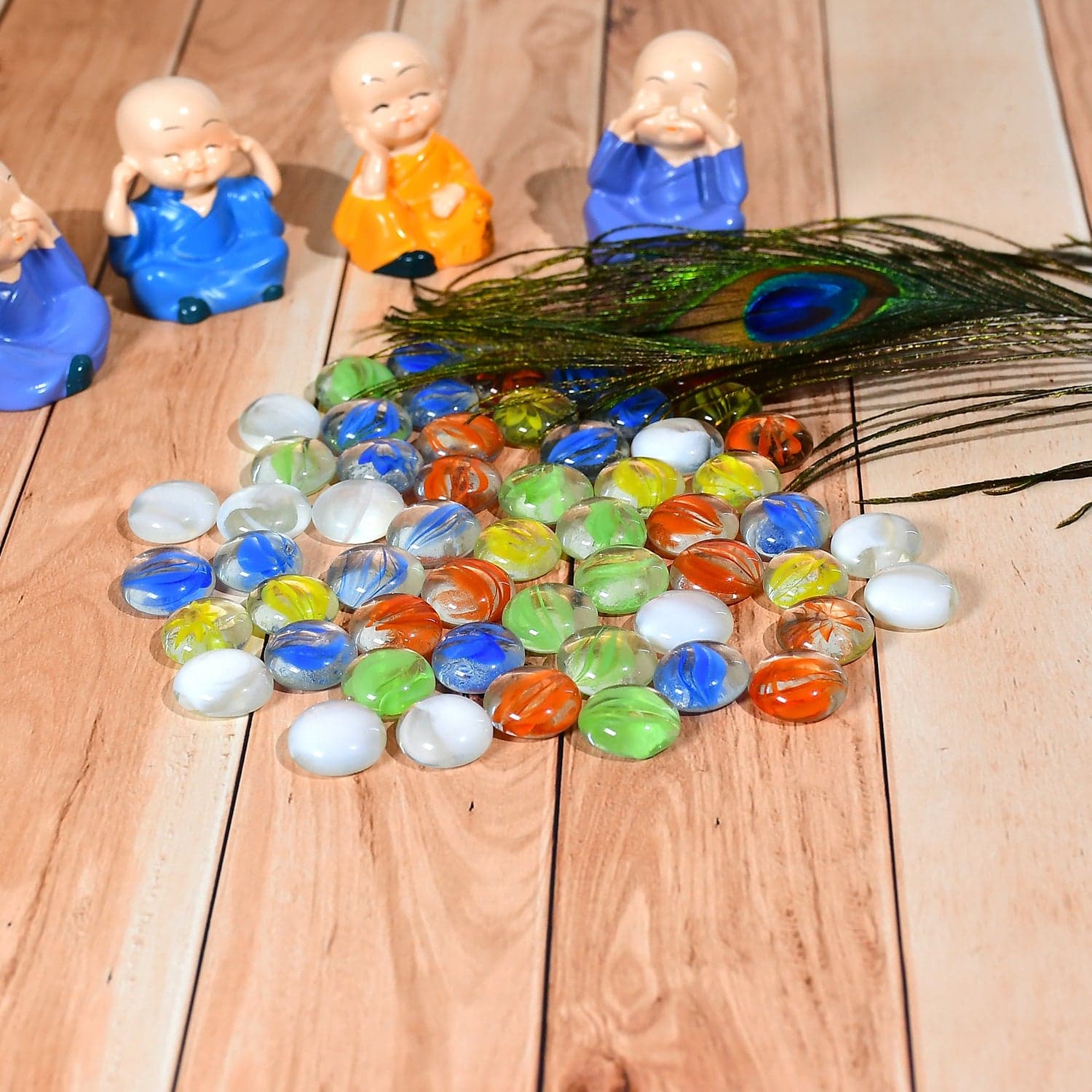 Glass Gem Stone, Flat Round Marbles Pebbles For Vase Fillers, Attractive Pebbles For Aquarium Fish Tank ID 4020 thumbnail 4