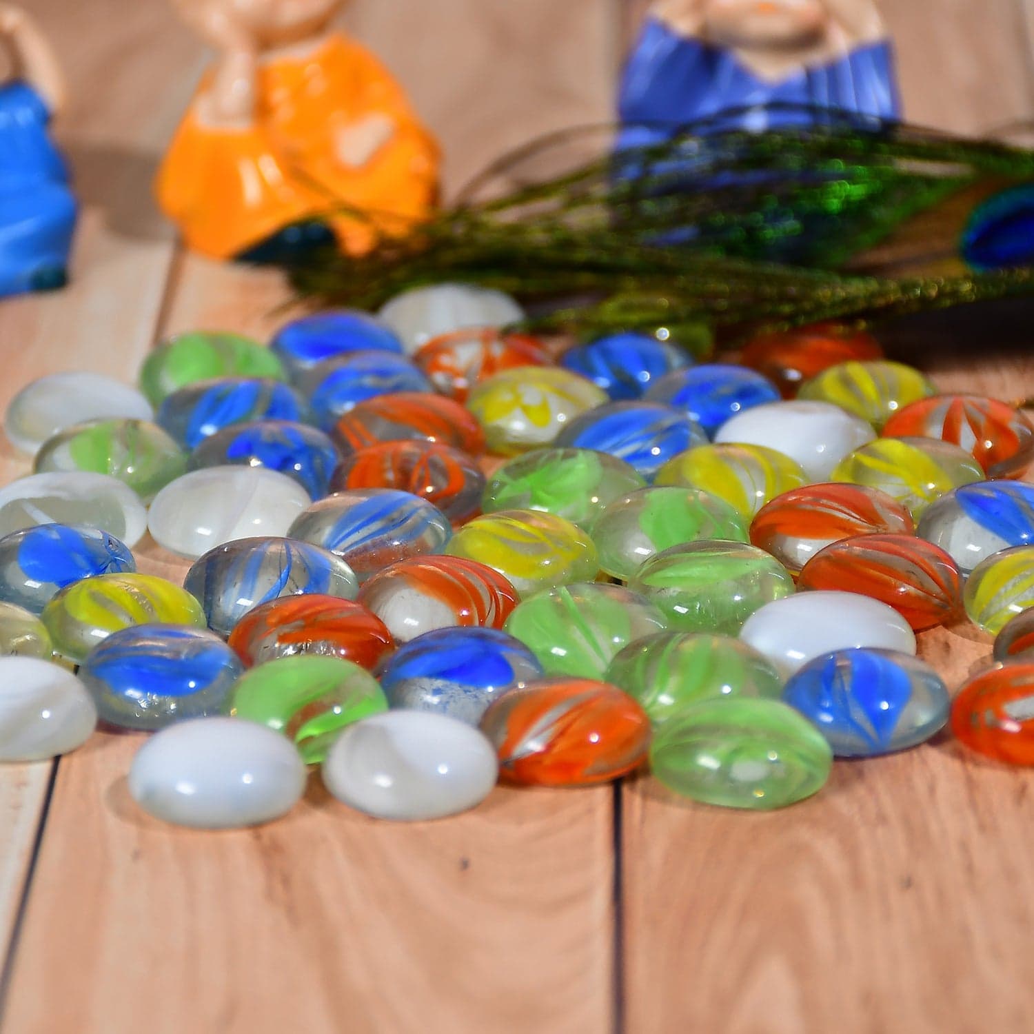 Glass Gem Stone, Flat Round Marbles Pebbles For Vase Fillers, Attractive Pebbles For Aquarium Fish Tank ID 4020 thumbnail 7