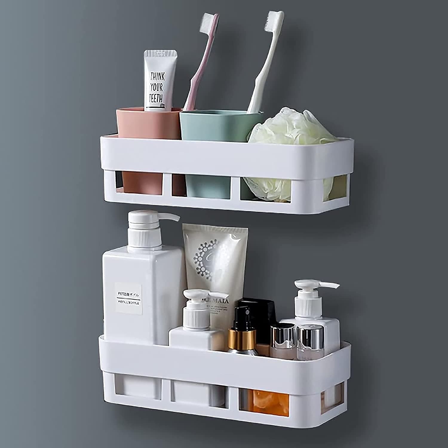 ABS Plastic Shower Corner Caddy Basket Shelf Rack with Wall Mounted Suction Cup for Bathroom Kitchen thumbnail 10