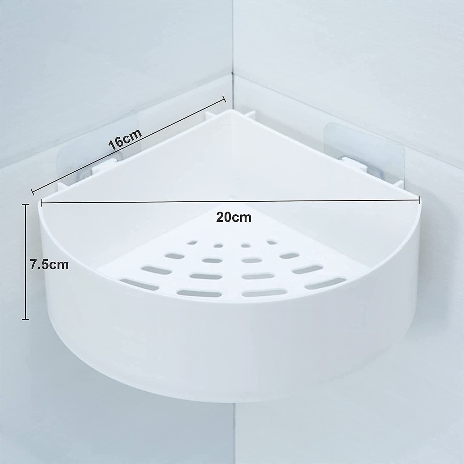 Corner Shelf Bathroom Kitchen Rack Self Adhesive Shower Caddy Plastic Triangle Wall Mount Storage Basket thumbnail 6