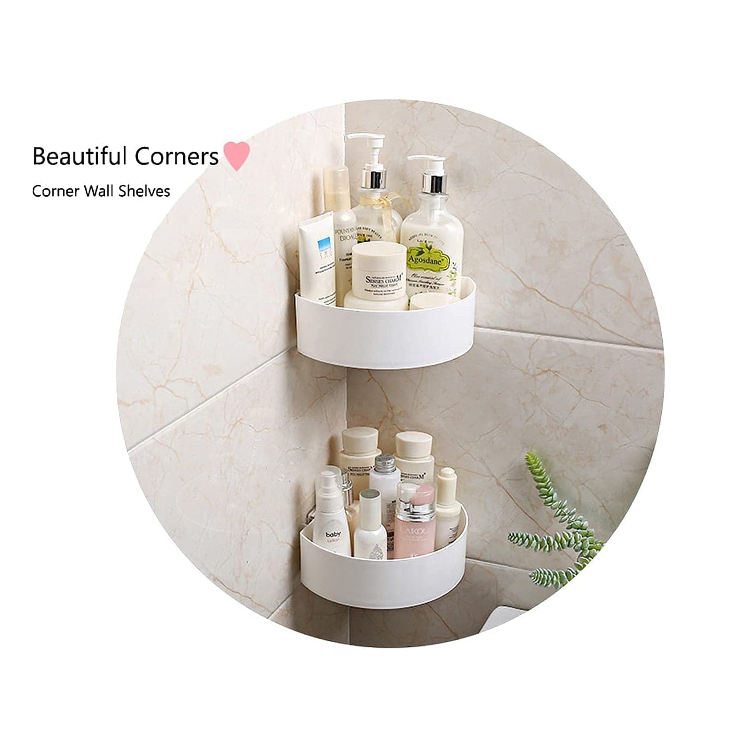 Corner Shelf Bathroom Kitchen Rack Self Adhesive Shower Caddy Plastic Triangle Wall Mount Storage Basket thumbnail 9