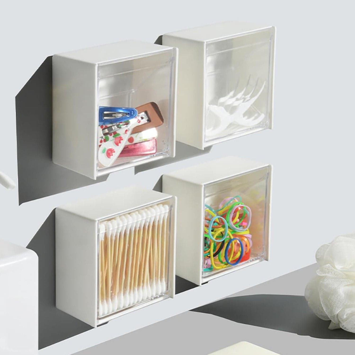 4037Adhesive Wall Mounted Flip Storage Box Holder Small Object Storage Case ( 1 pcs ) thumbnail 5