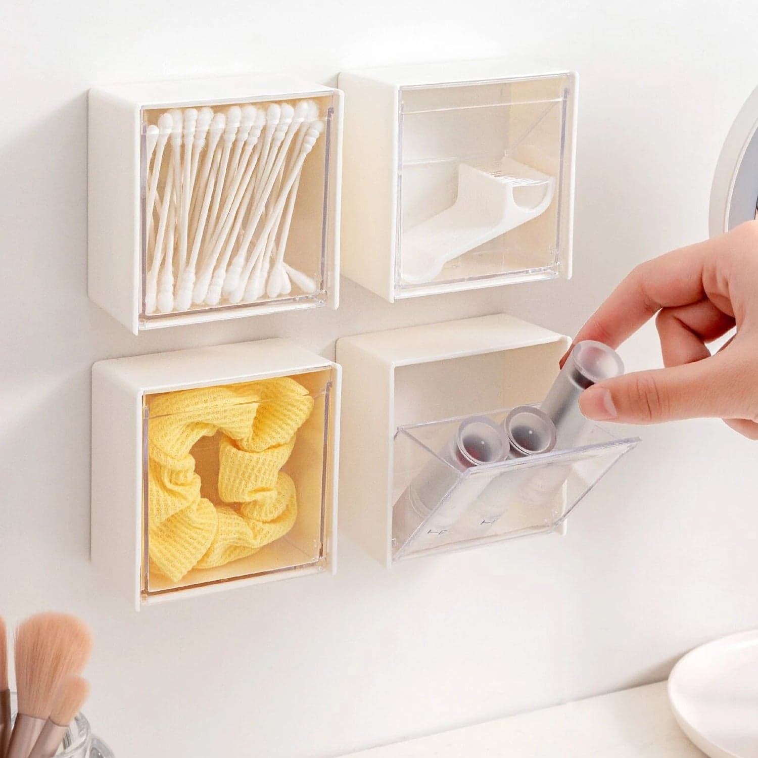 4037Adhesive Wall Mounted Flip Storage Box Holder Small Object Storage Case ( 1 pcs ) thumbnail 6