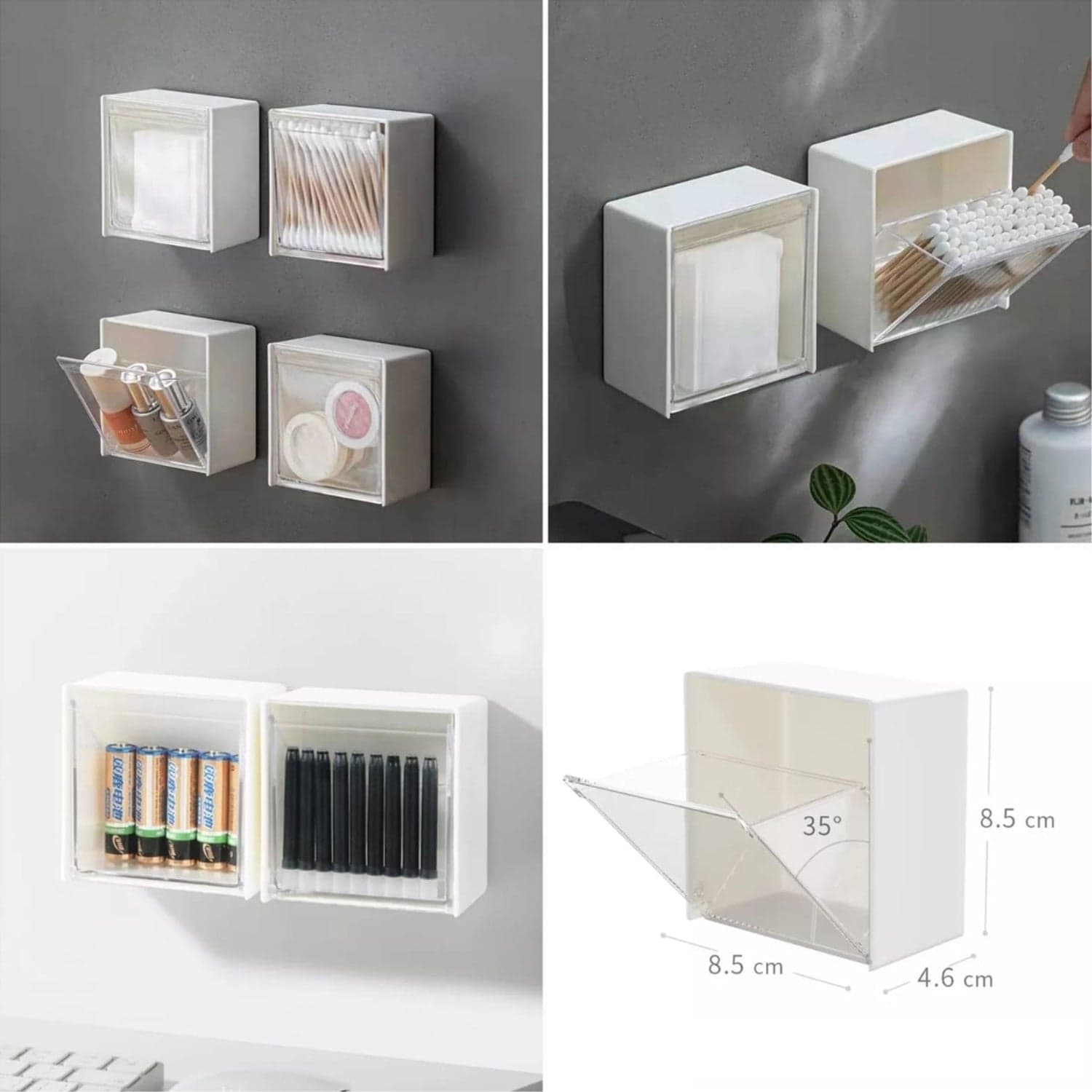 4037Adhesive Wall Mounted Flip Storage Box Holder Small Object Storage Case ( 1 pcs ) thumbnail 7