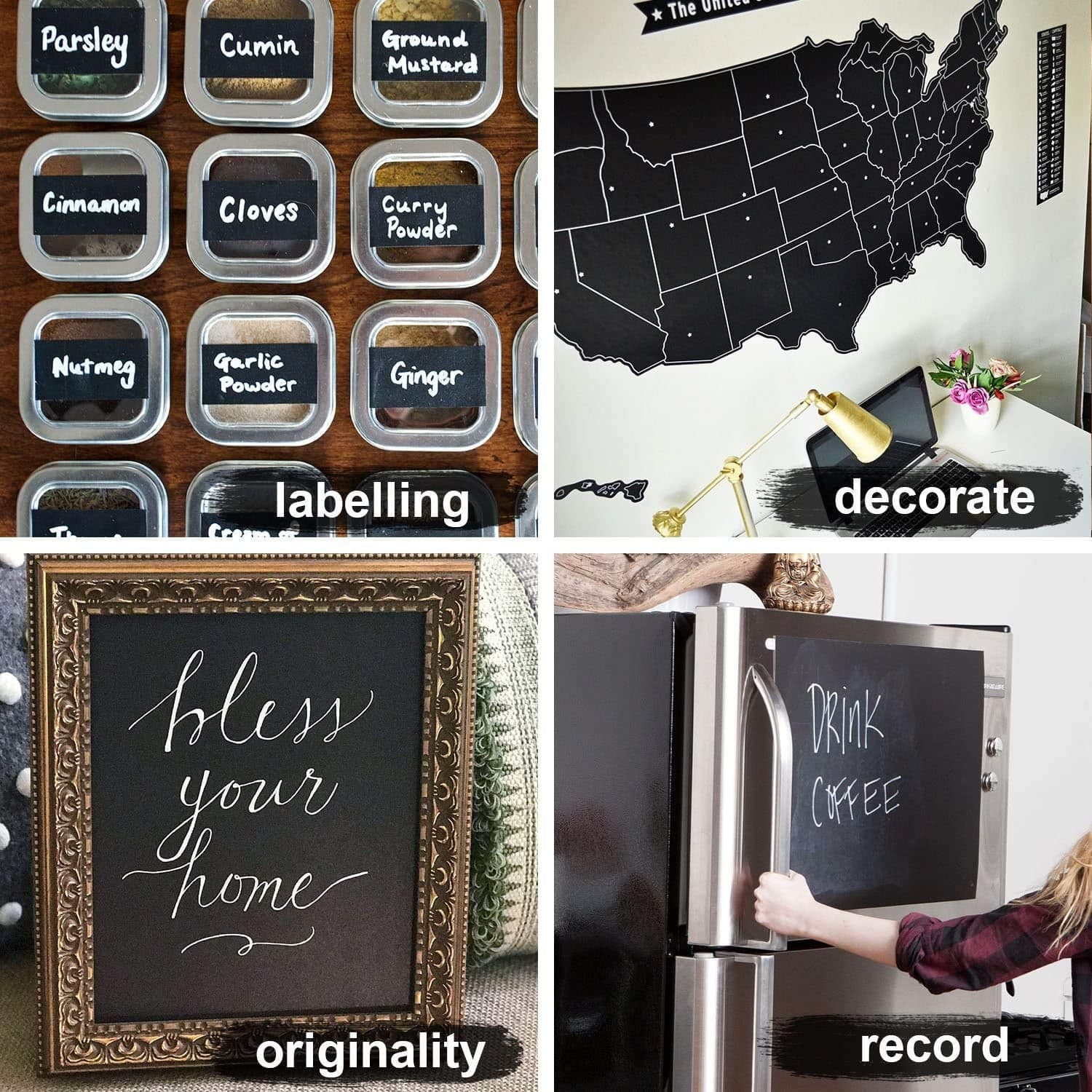 Blackboard Erasable Wall Sticker Chalkboard Sticker Removable Blackboard Wall Stickers Mural for Kids Room thumbnail 1