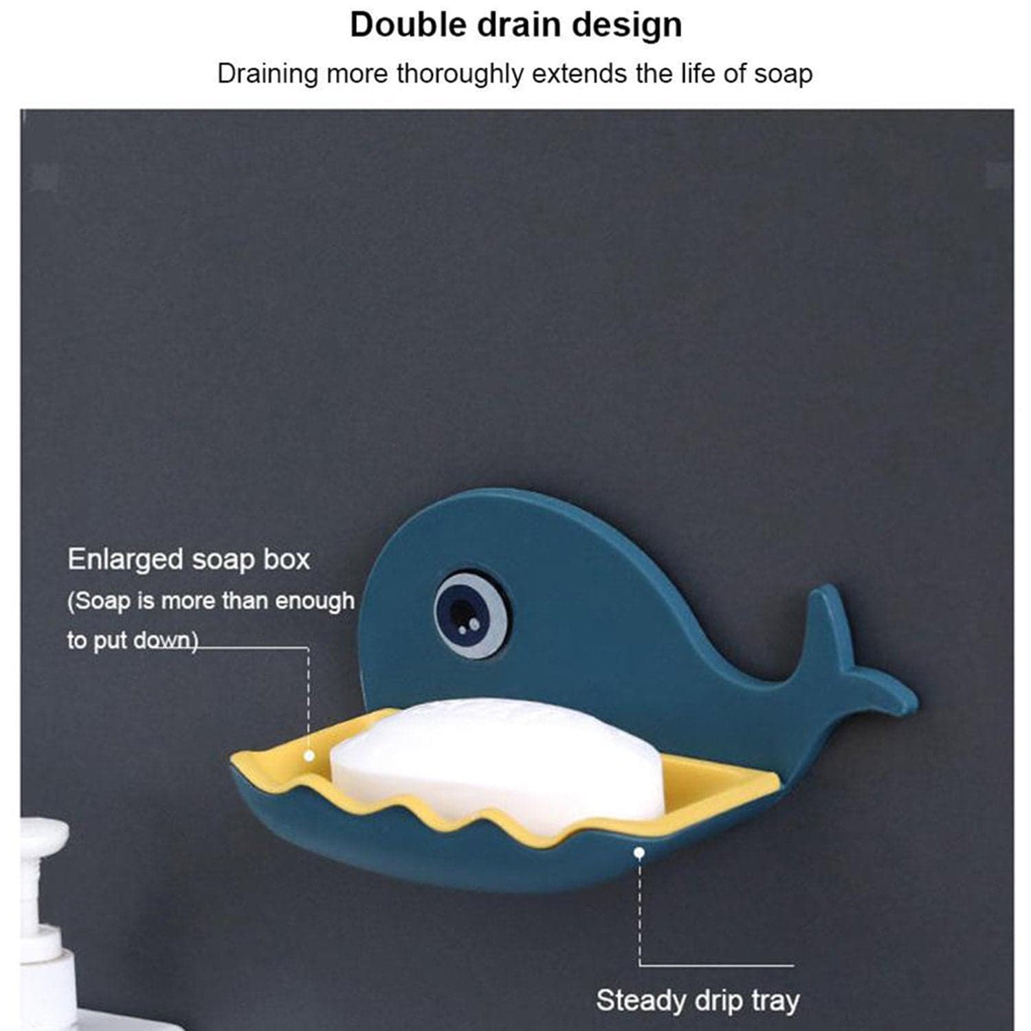 Fish Shape Wall-Mounted Double Layer Soap Holder for Bathroom & Kitchen thumbnail 3