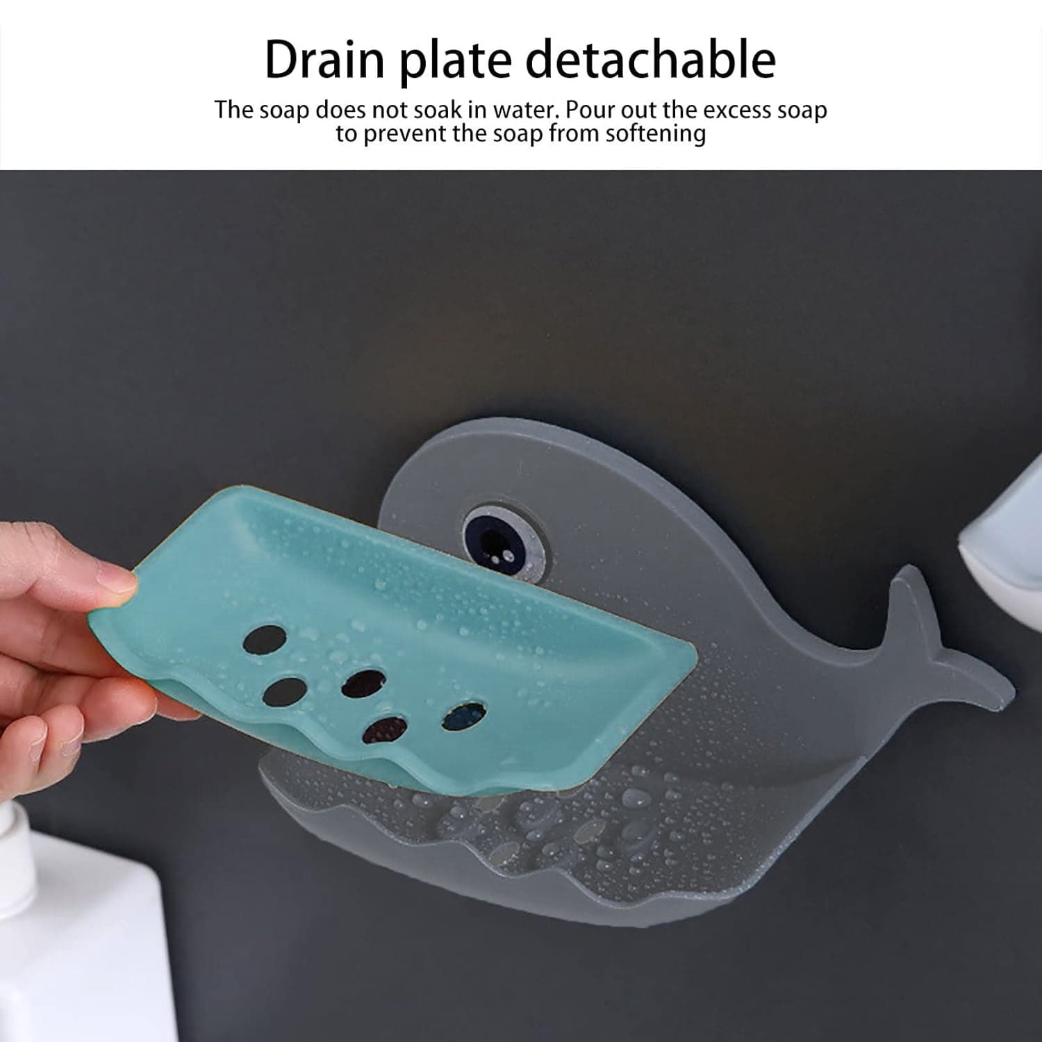 Fish Shape Double Layer Adhesive Waterproof Wall Mounted Soap Bar Holder Stand Rack for Bathroom Shower Wall Kitchen thumbnail 3
