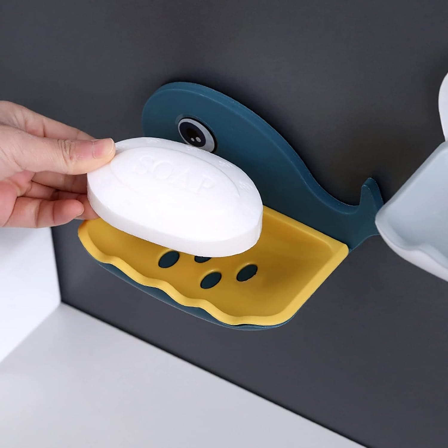 Fish Shape Double Layer Adhesive Waterproof Wall Mounted Soap Bar Holder Stand Rack for Bathroom Shower Wall Kitchen thumbnail 6