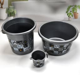 Large Capacity Plastic Bathroom Set Of 7Pieces (1Pc Big Tub