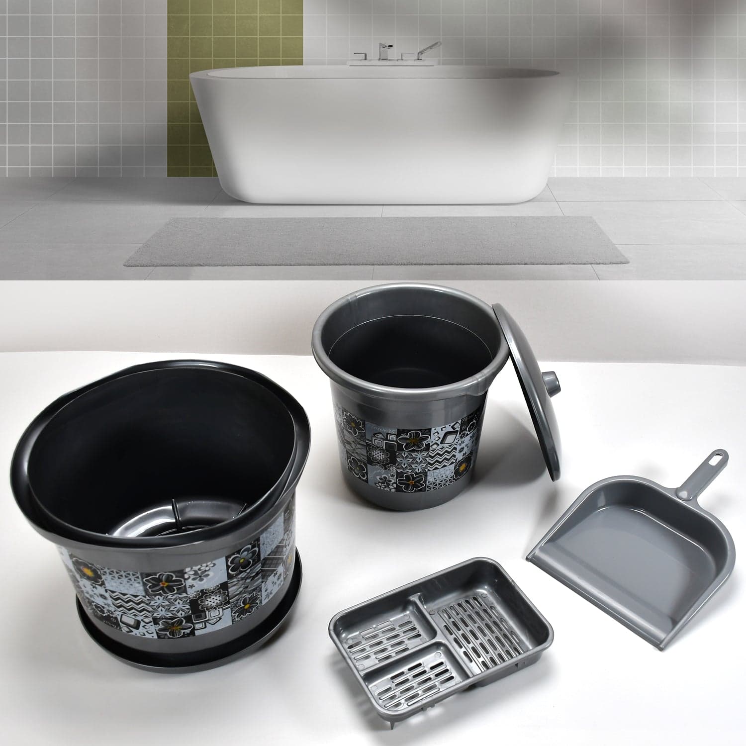 Large Capacity Plastic Bathroom Set Of 7Pieces (1Pc Big Tub thumbnail 5