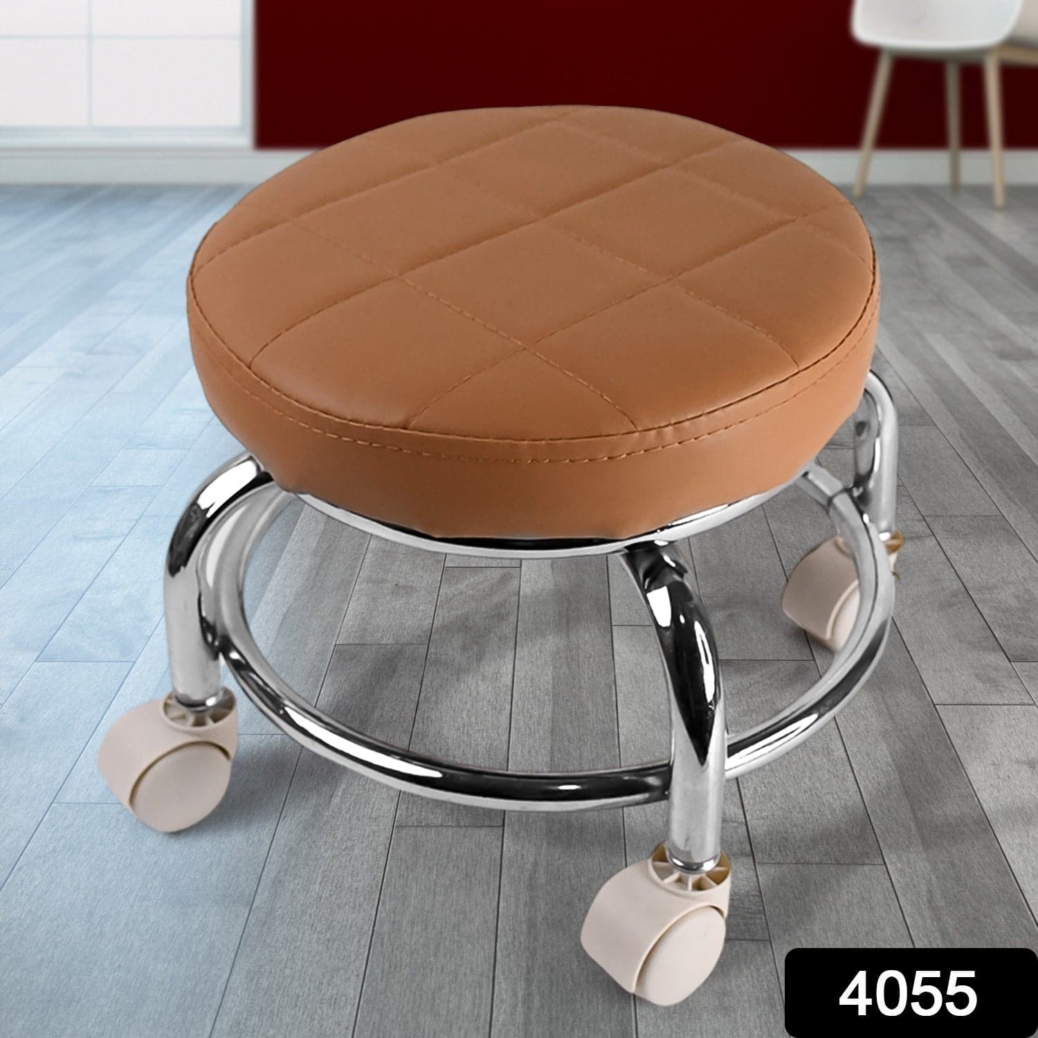 Heavy Duty Steel Base Round Rolling Stool with Wheels Pedicure Stool (1 pc) thumbnail 2