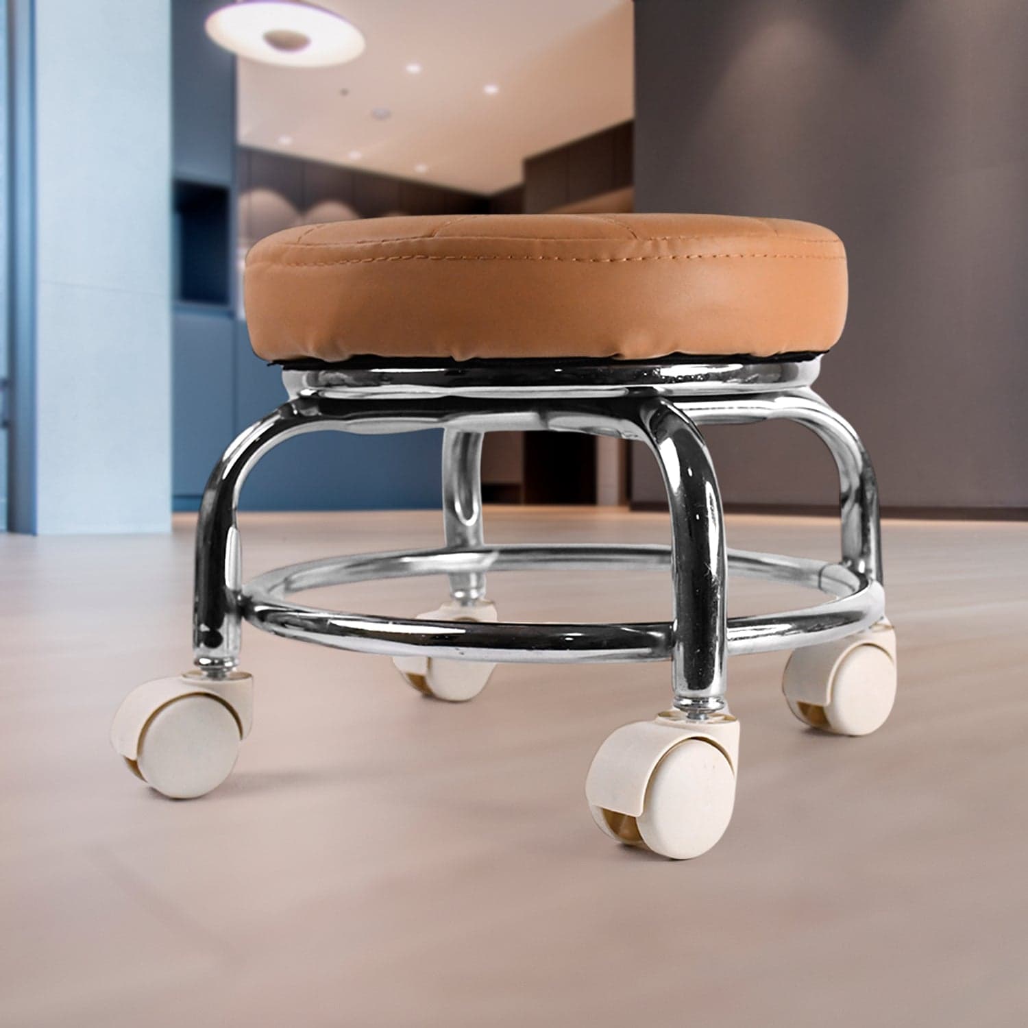 Heavy Duty Steel Base Round Rolling Stool with Wheels Pedicure Stool (1 pc) thumbnail 3