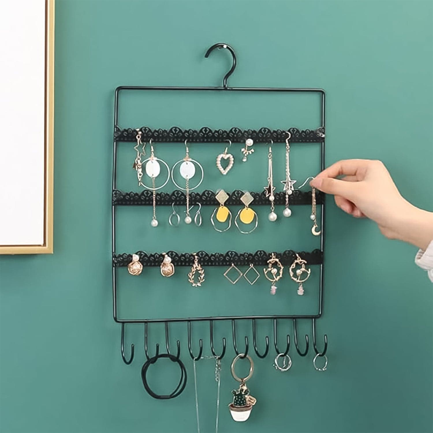Wall Mounted Earring Organizer Hanging Jewellery Rack thumbnail 1