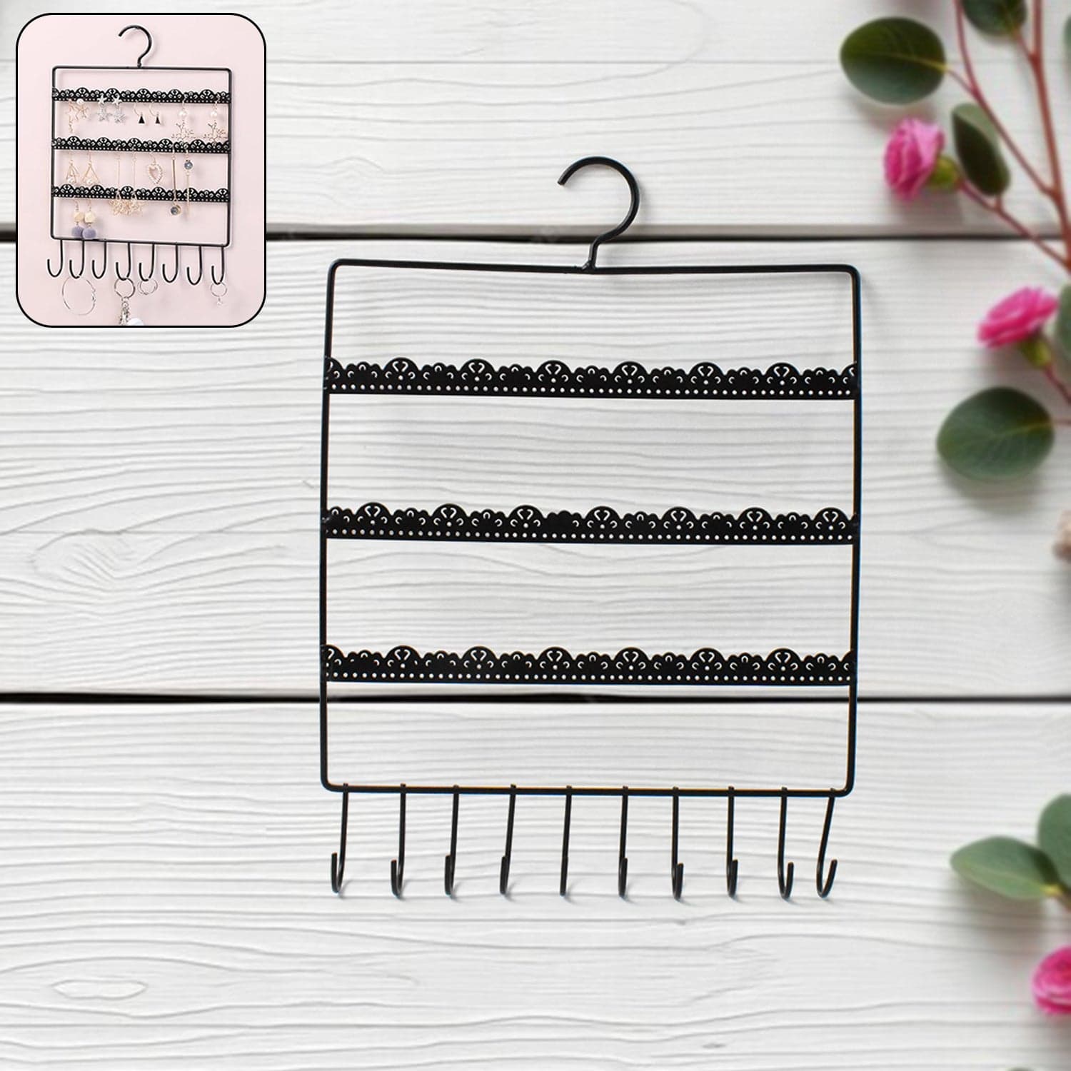 Wall Mounted Earring Organizer Hanging Jewellery Rack thumbnail 6