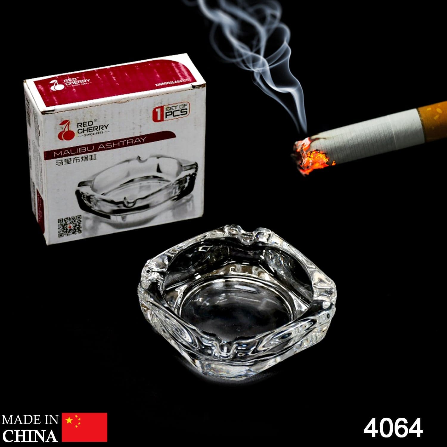 Glass Brunswick Crystal Quality Cigar Cigarette Ashtray Round Tabletop for Home Office Indoor Outdoor Home Decor thumbnail 2