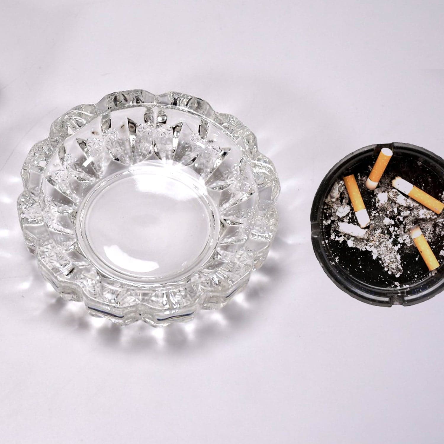 paricutin Glass Crystal Quality Cigar Cigarette Ashtray Round Tabletop for Home Office Indoor Outdoor Home Decor thumbnail 5