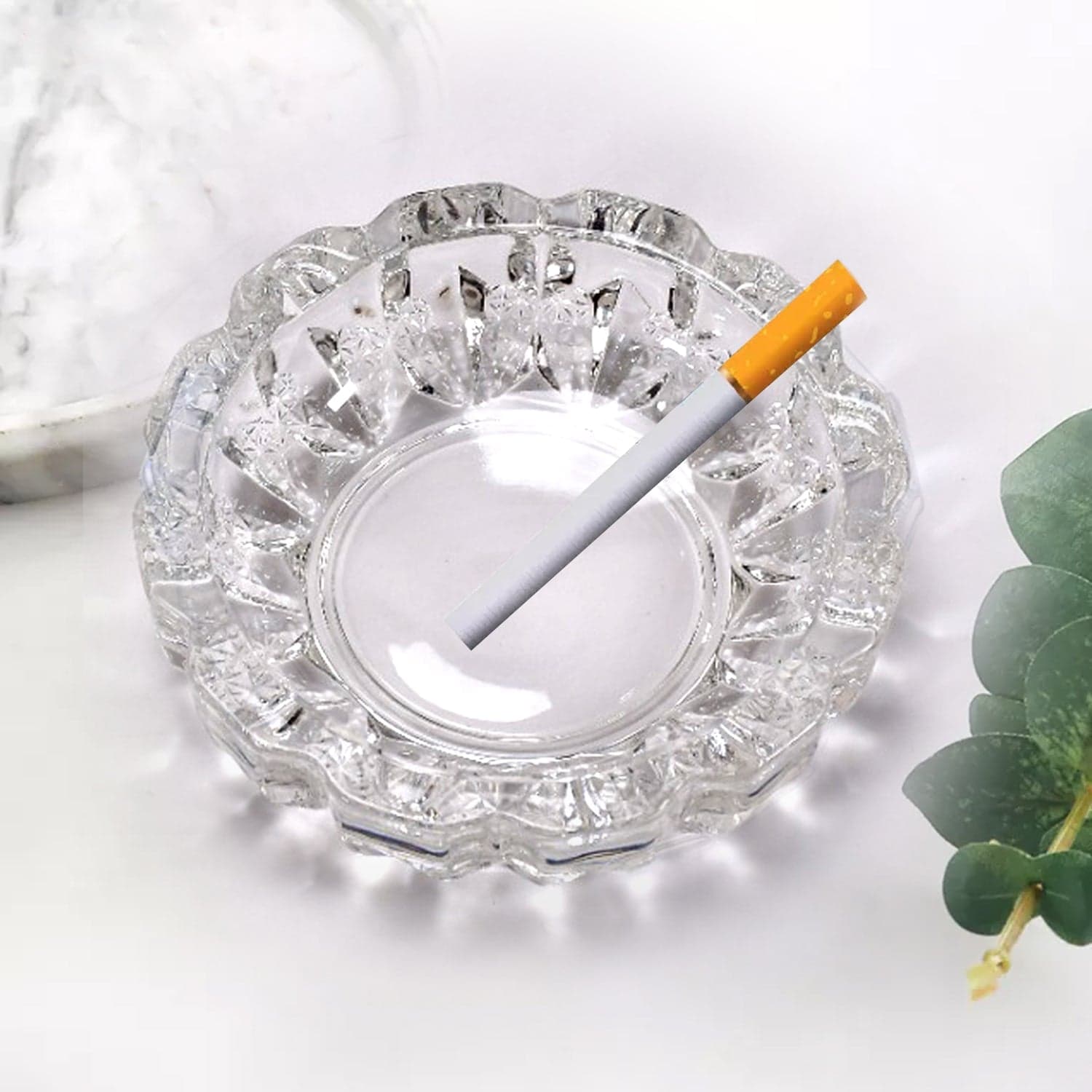 paricutin Glass Crystal Quality Cigar Cigarette Ashtray Round Tabletop for Home Office Indoor Outdoor Home Decor thumbnail 6