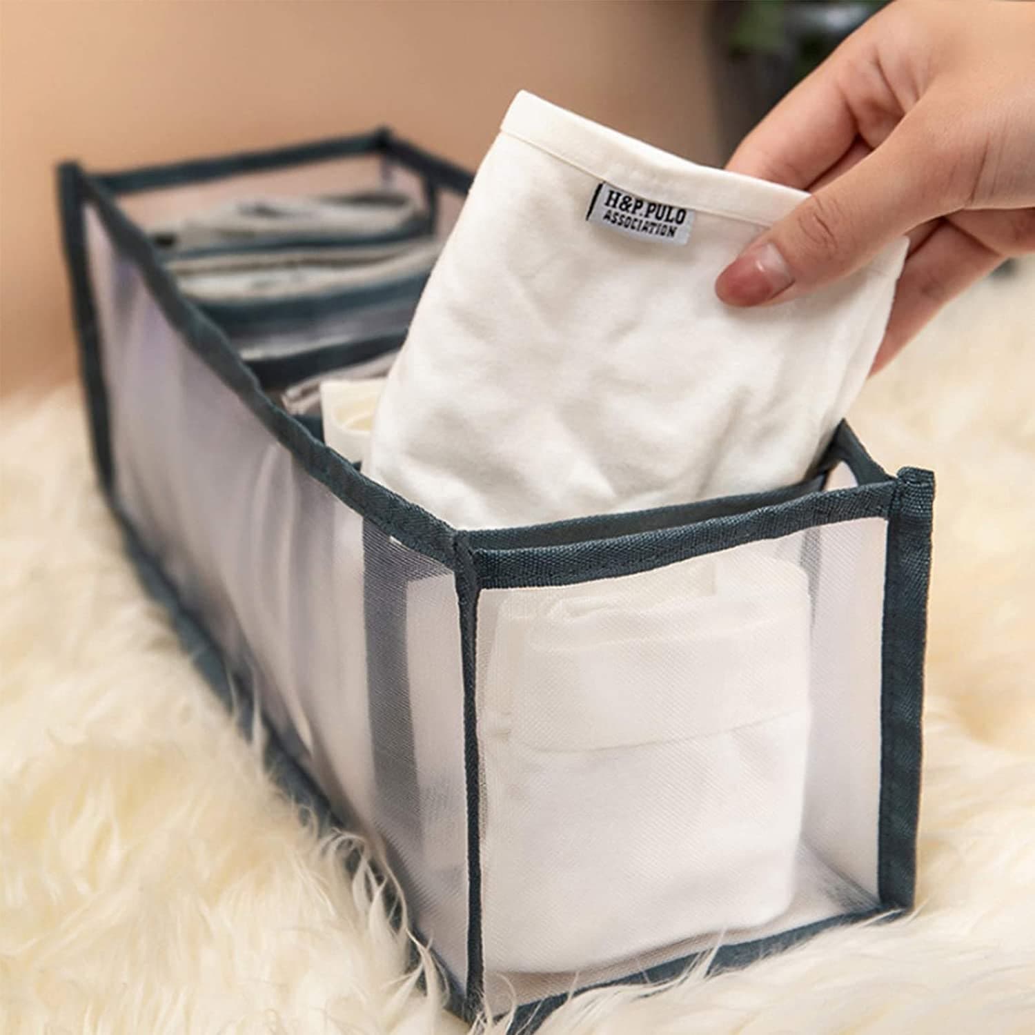 7 Grid Clothes Organizer for Wardrobe Storage thumbnail 1