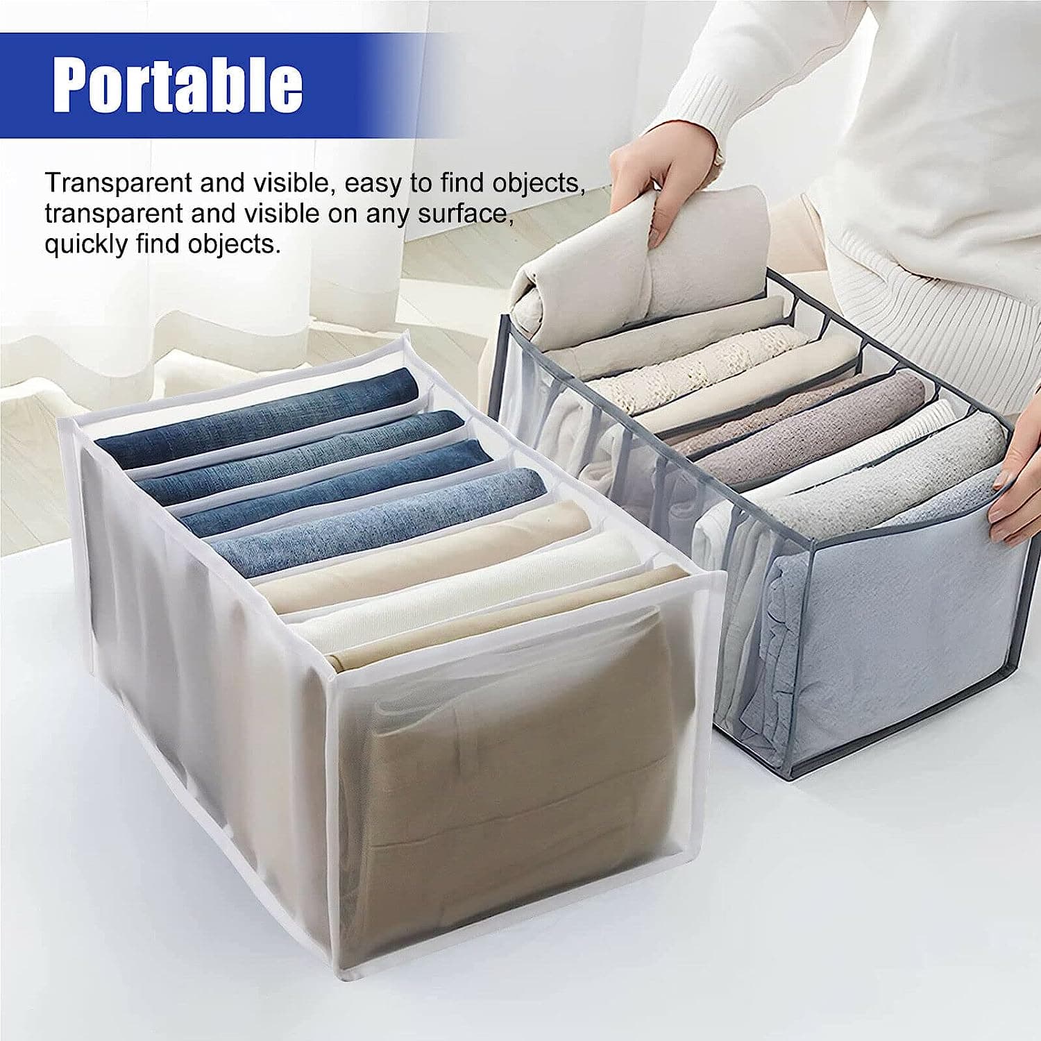 7 Grid Clothes Organizer for Wardrobe Storage thumbnail 6