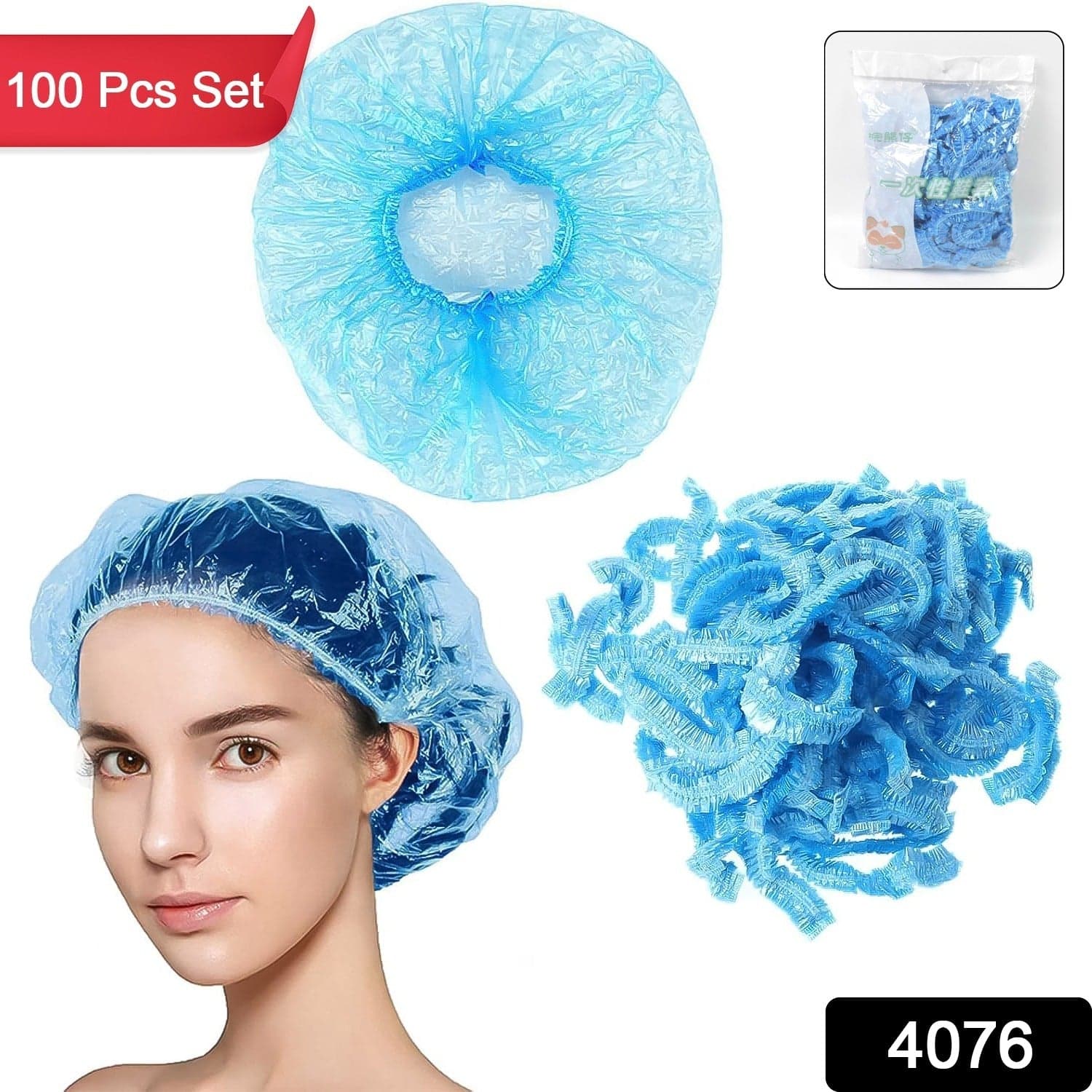 Shower Cap, Waterproof Disposable Shower Cap, 100 Pieces, Hair accessories thumbnail 2