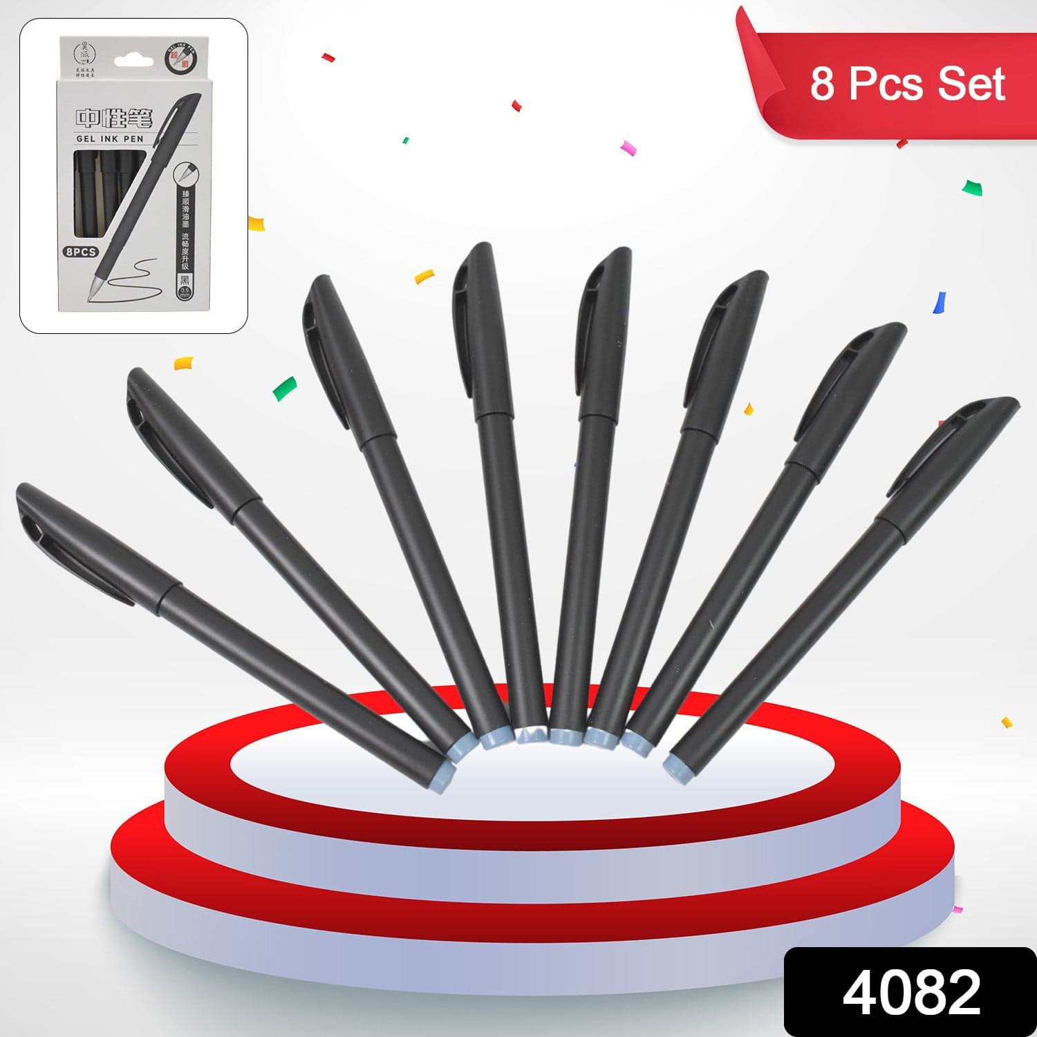 Writing Black Gel Pen for School Stationery Gift for Kids (8 Pcs set) thumbnail 2