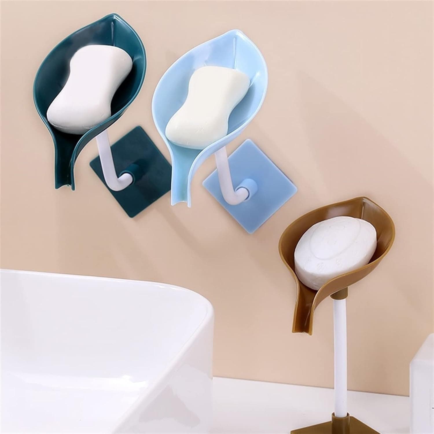 Soap Holder Leaf-Shape Self Draining Soap Dish Holder thumbnail 5