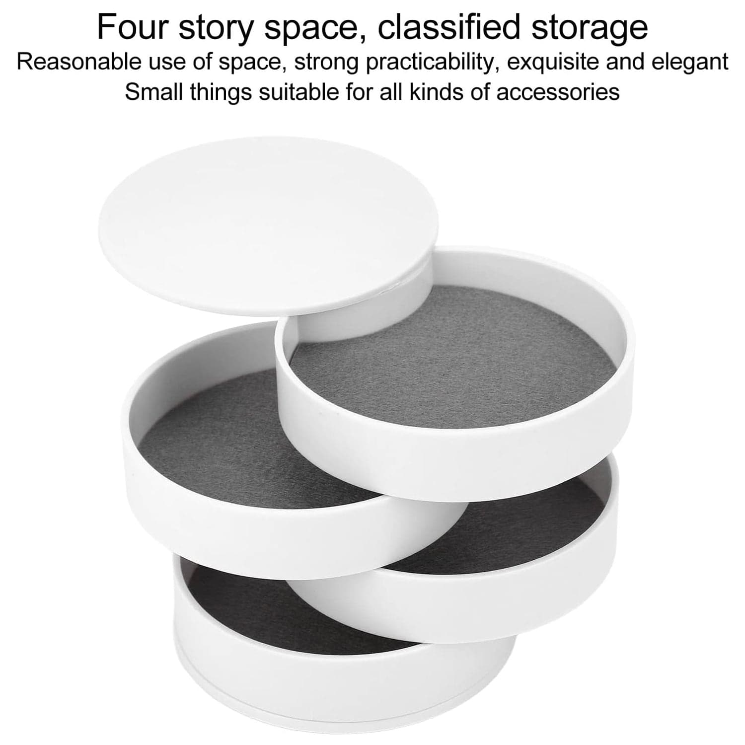4 Layers Jewellery Box, 360 Degree Rotating Jewelry Box, Jewelry And Earring Organizer Box With Mirror, Accessory Storage Box thumbnail 7
