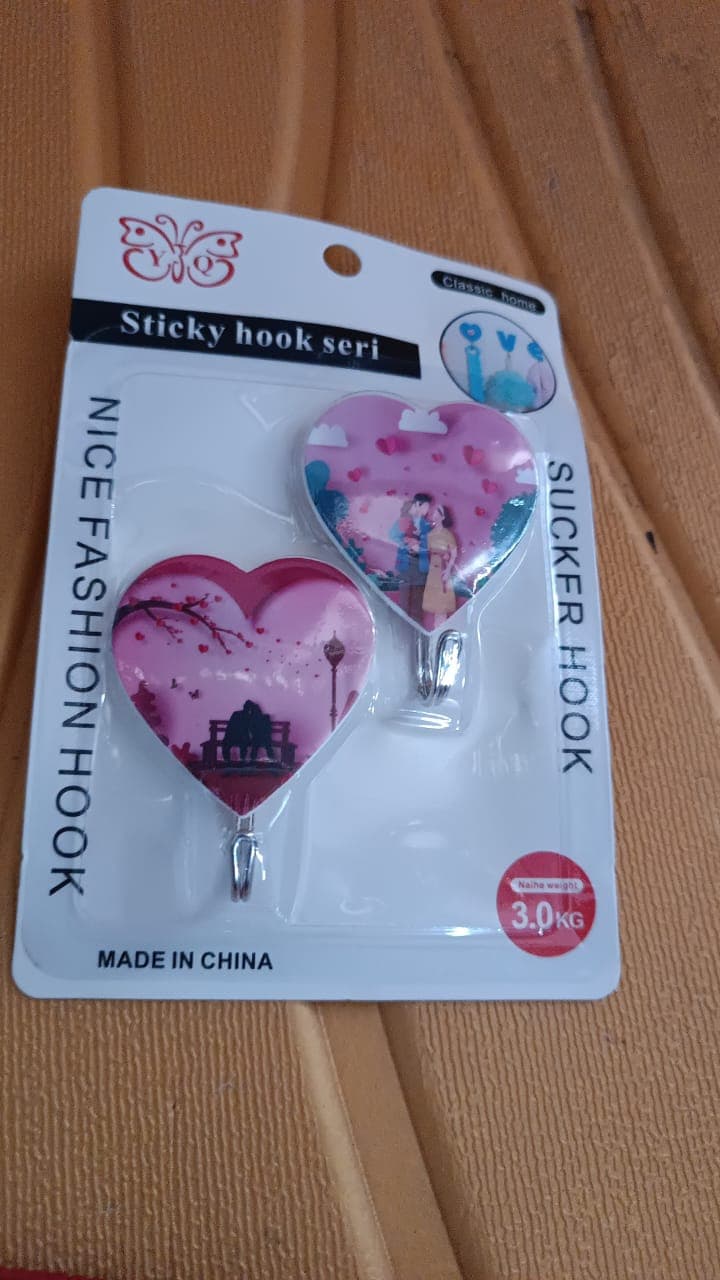 Multipurpose Strong Heart Shape Hook Self-Adhesive hooks (2 Pc Set) thumbnail 7