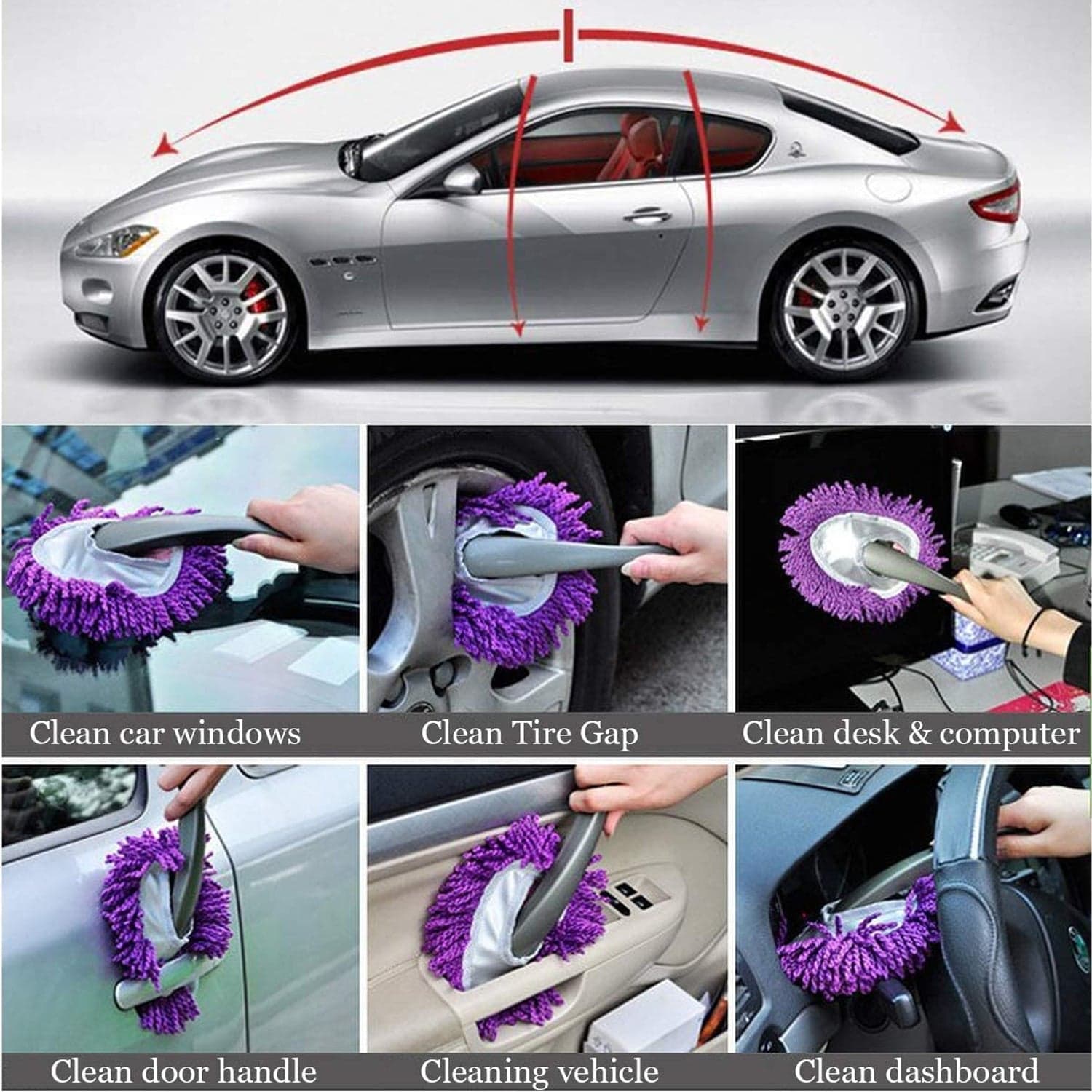Car Wash Cleaning Brush Microfiber Dusting Tool Duster Dust Mop Home Cleaning For Cleaning And Washing Of Dirty Car Glasses thumbnail 6