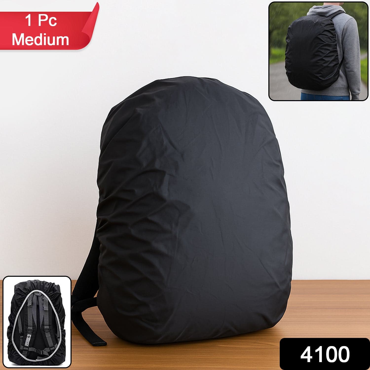 Heavy Waterproof Nylon Rain Cover/Dust Cover - Elastic Adjustable For Laptop Bags And Backpacks thumbnail 2