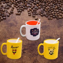 Mix Design & Color Coffee Mug With Spoon And Box Packing