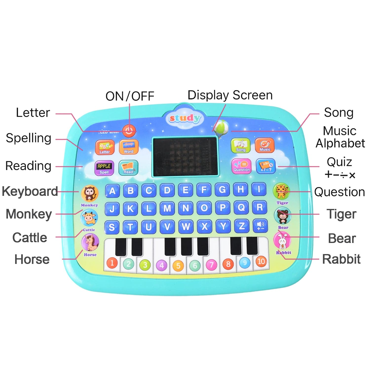 Learning Educational Computer Kids Piano Laptop with LED Screen & Music thumbnail 4