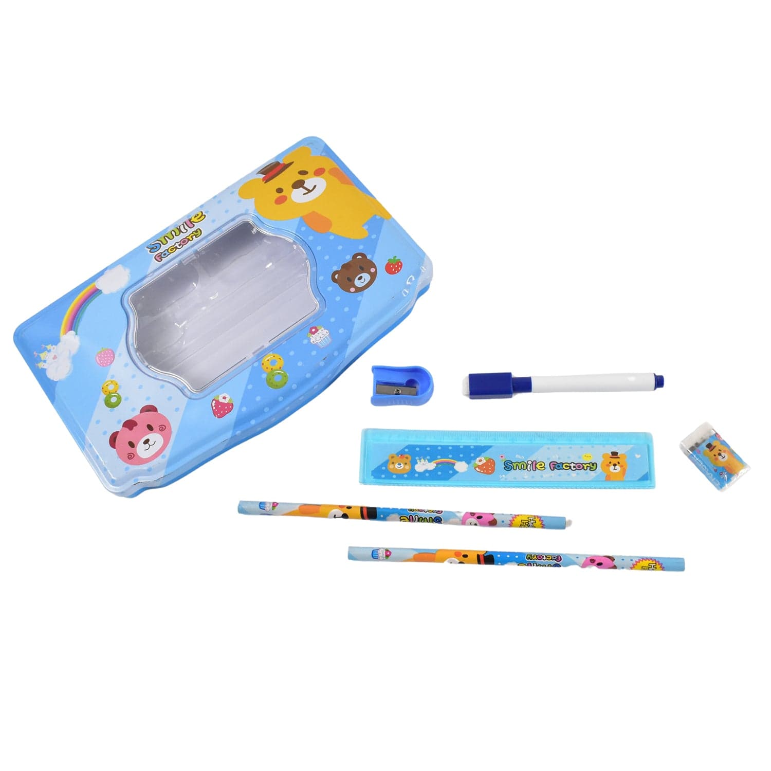 Cartoon Metal Compass Box for Kids with Stationery (6 Pc Set) thumbnail 5