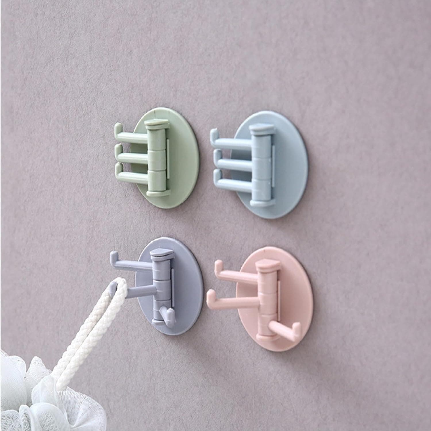 180° Rotating Punch-Free 3-Hook Sticky Hook of 1 Pc thumbnail 3